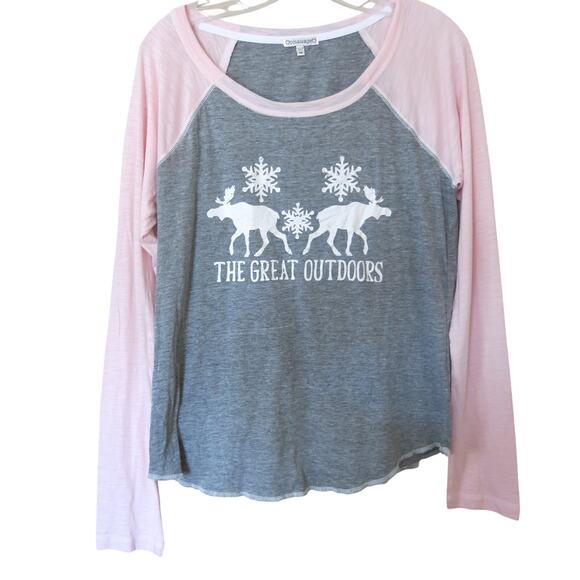 PJ SALVAGE Pajama Top "Great Outdoors" Size M Winter Christmas Reindeer Warm - Picture 1 of 4